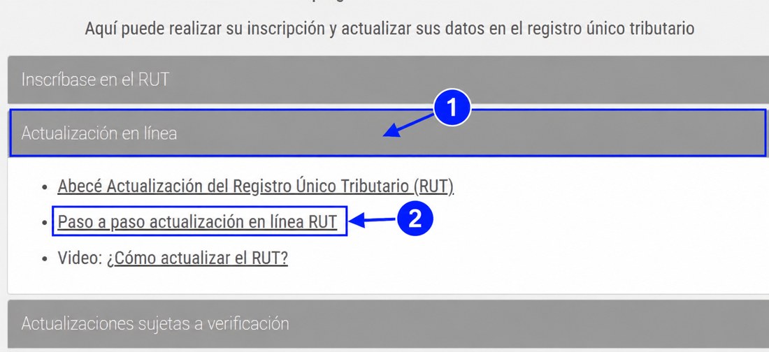 Sección Actualización en línea de la DIAN